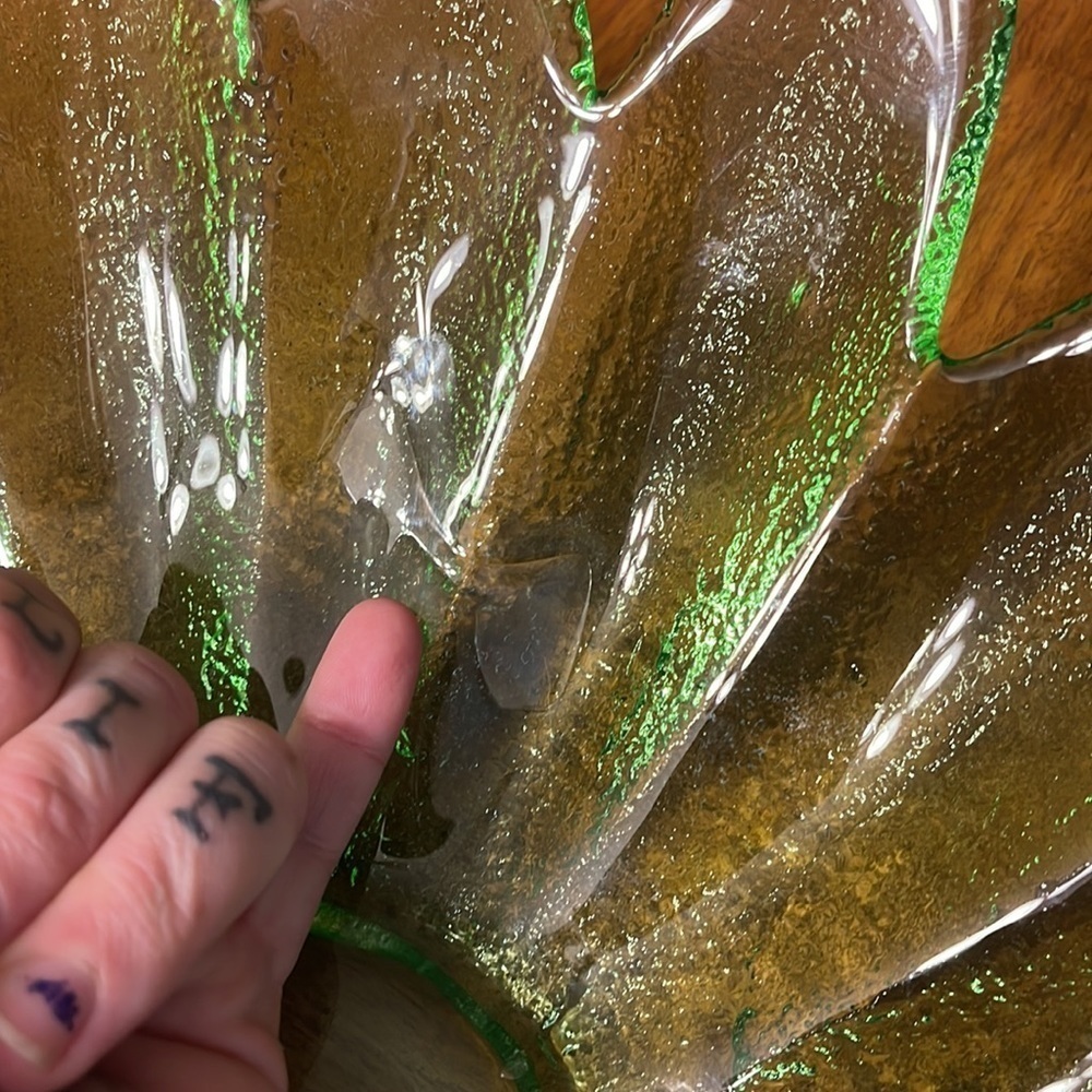 Vintage Blown Glass Daisy Bowl Green Glass Decorative Bowl Oversized Daisy Bowl - Picture 6 of 9